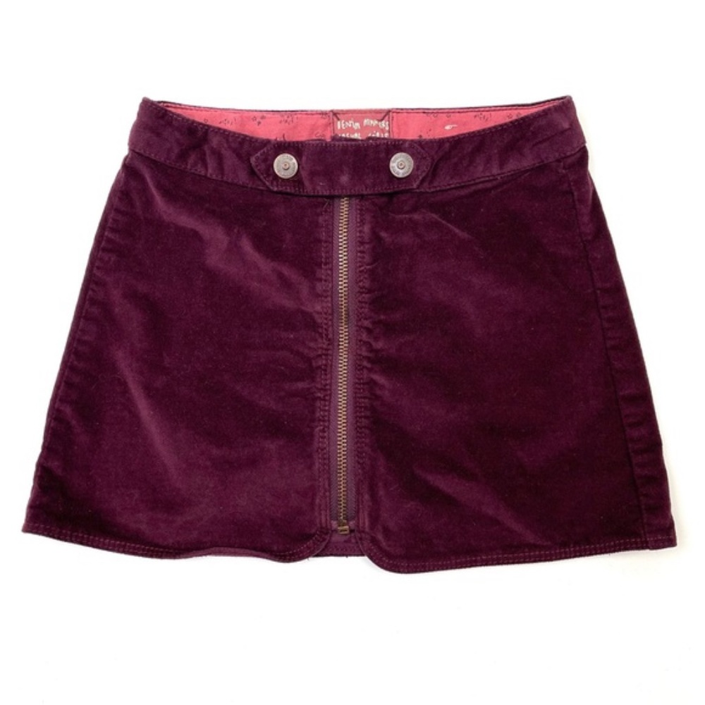 ZARA Girls Zip Skirt in Burgundy Velvet size 6